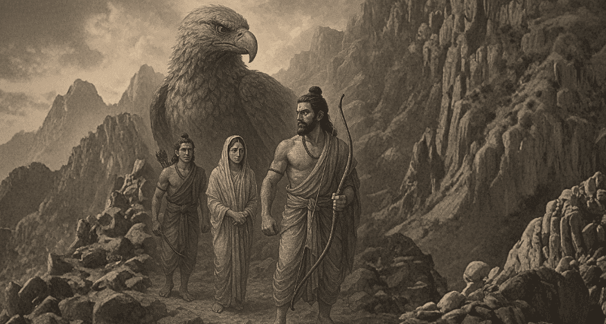 Ram, Sita and Lakshman entering the forest - Aranya Kand