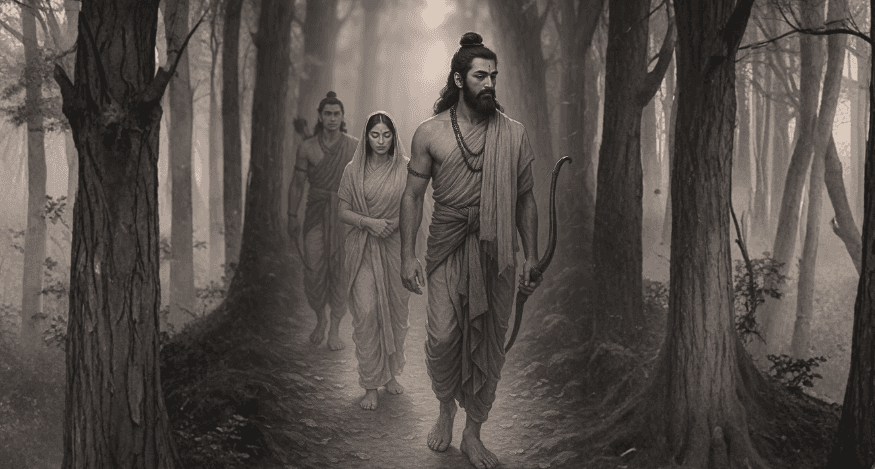Featured cover for: Aranya Kand Part 1 | The Forest of Trials — Ram, Sita, and Lakshman leave Chitrakoot and enter the deep forests of Dandakaranya, where they will experience new challanges.
