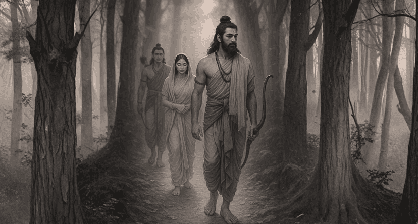 Blog highlight cover: Aranya Kand Part 1 | The Forest of Trials — Ram, Sita, and Lakshman leave Chitrakoot and enter the deep forests of Dandakaranya, where they will experience new challanges.