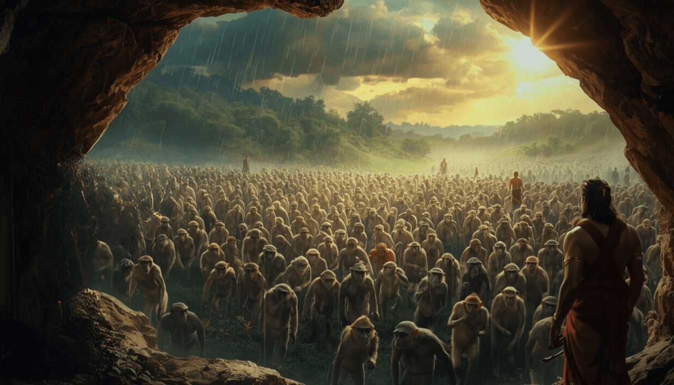 Ram waiting on Parvarshan mountain while seasons change in Kishkindha Kand