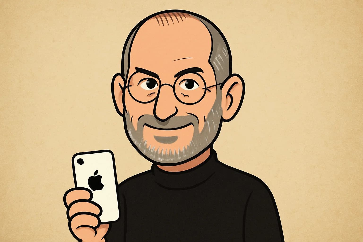 A cartoon steve jobs