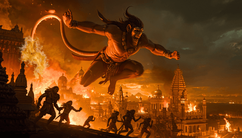 Blog highlight cover: Sundar Kand Part 3 | Starting of Fire — Hanuman’s patience ends, Ashoka Vatika burns and Lanka learns what happens when they hurt a messanger.