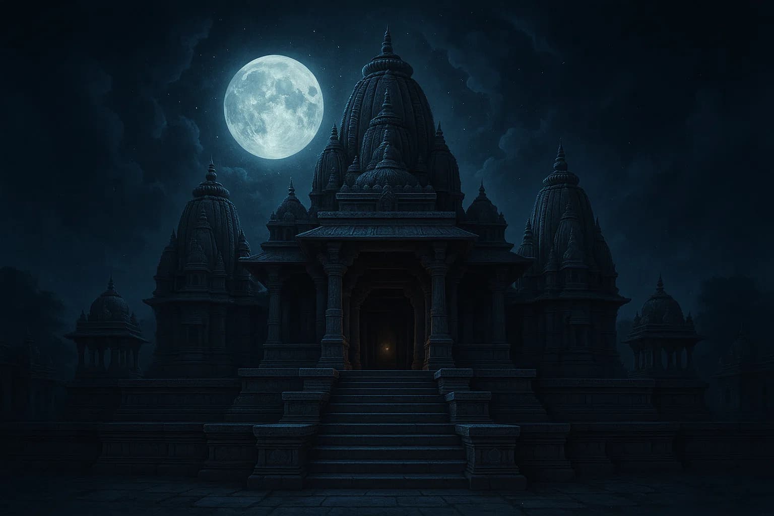 A temple at night