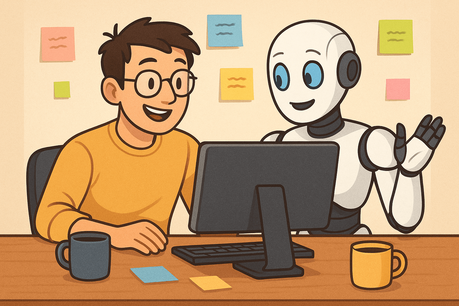 Human and AI working side-by-side on a creative project