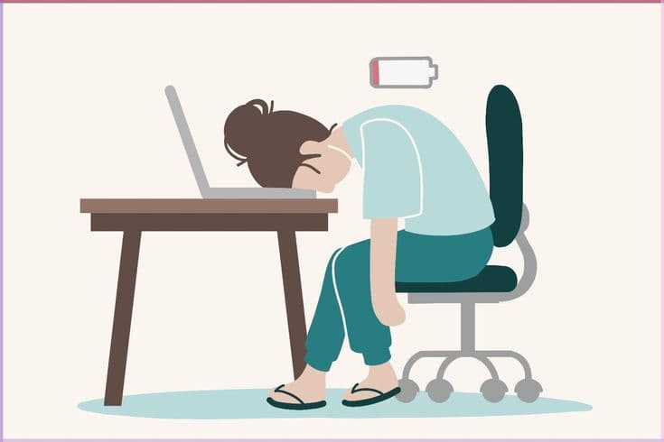 Tired person scrolling social media